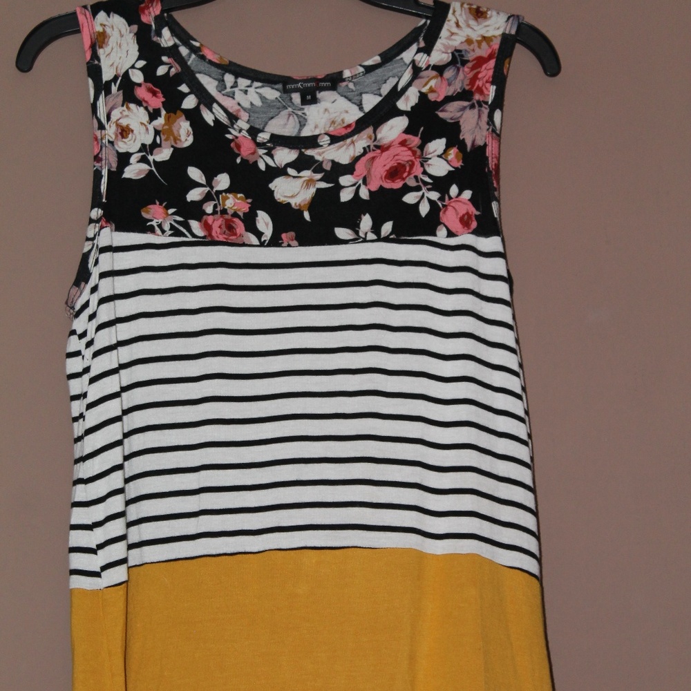Floral and stripe tank